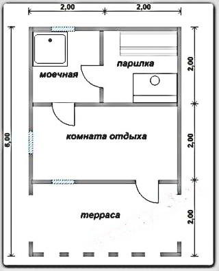 Баня 6х4 с террасой