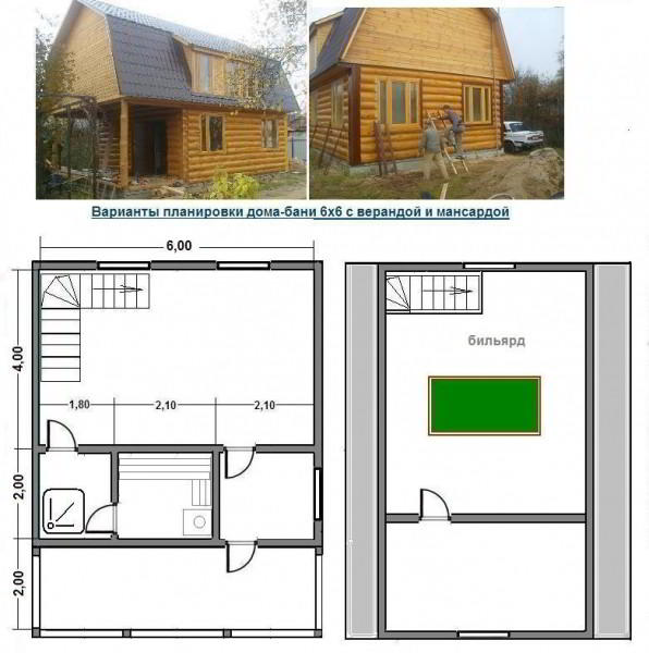 Дом баня с мансардой из бревна проекты