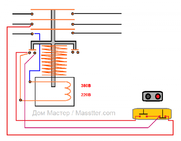 Схемы подключения магнитного пускателя (контактора) и принцип действия