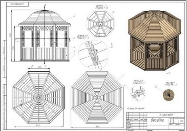 Шестигранная беседка своими руками: чертежи, размеры и изготовление