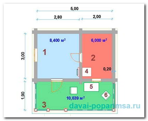 Планировка бани 3х5 метров 