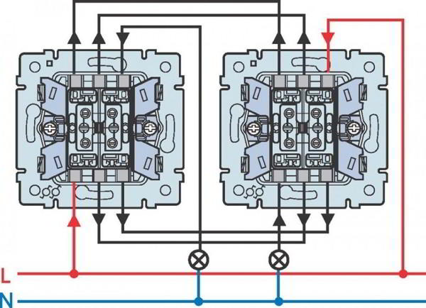 Проходной выключатель: схема подключения устройства из разных мест