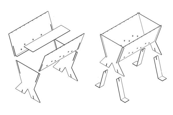 Разборные мангалы: чертежи, фото
