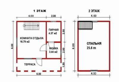 Проект бани двухэтажной - Строим баню или сауну