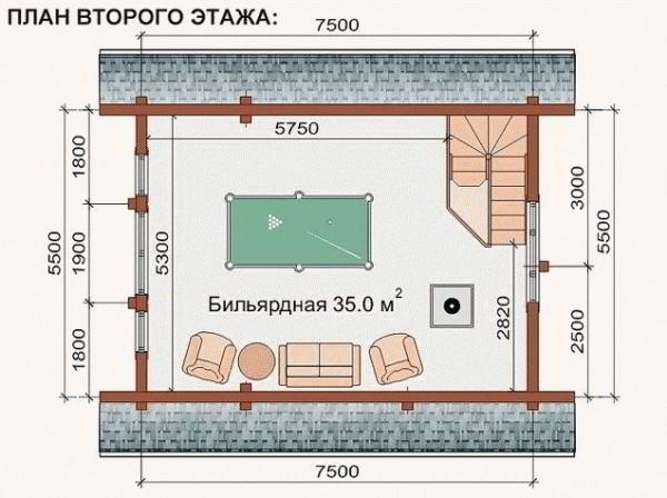 Проект бани двухэтажной - Строим баню или сауну