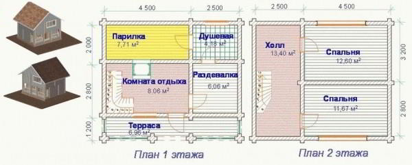 Проект бани двухэтажной - Строим баню или сауну