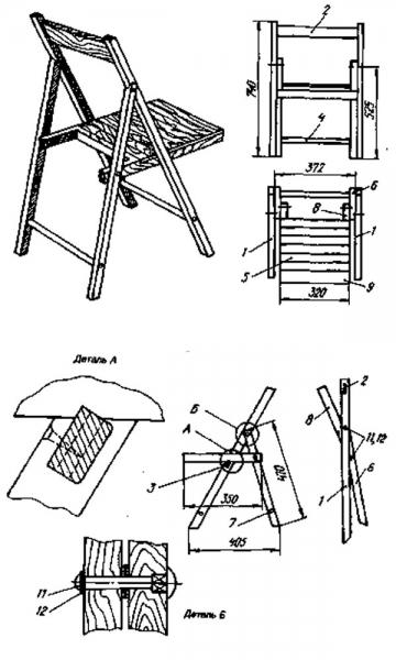 Как сделать складной стул со спинкой: чертежи, фото